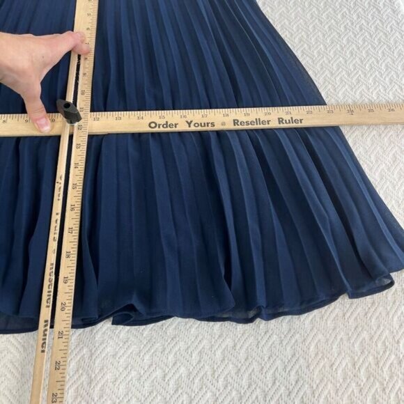 SUD Express Women’s 42 US 10 Navy Blue Ruffled Pleated Lined A Line Mini Skirt - Picture 6 of 7